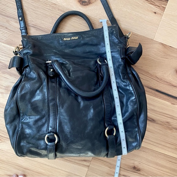 Miu Miu Vitello Bow Satchel in Black EUC - Picture 14 of 16